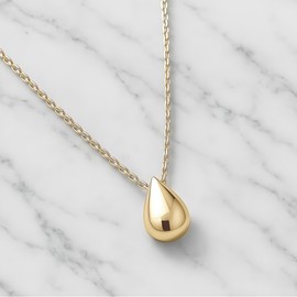 KOLLANA 14K Gold Plated Dainty Pear-Shaped Pendant Necklace for Women, Minimalist Teardrop Polished Finish Jewelry for Everyday & Special Occasions