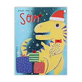 Clintons: Dino In Santa Hat Son Christmas Card, Multi-Colour, 155 x 201, 1170787