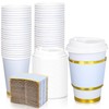JarThenaAMCS 50Pcs Light Blue Disposable Coffee Cups with Lids and