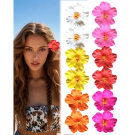 ASDIIT 12 Pcs Hawaiian Flower Plumeria Hair Clips for Women, 3.5 Inches Artificial Hibiscus Flowers Orchid Hair Pins Boho Accessories Tropical Beach Wedding Vacation Party for Women Girls