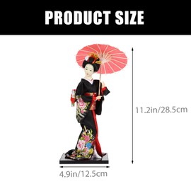 STOBOK Japanese Geisha Kimono Doll Holding an Umbrella Asian Kimono Doll Collectible Figurine Oriental Doll Lady Figures for Home Office Desktop Car Dashboard Decoration