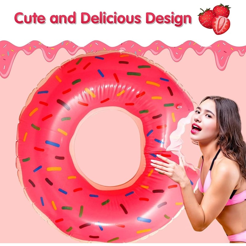 Donut Swim Ring 90cm Inflatable and Durable Design for Fun