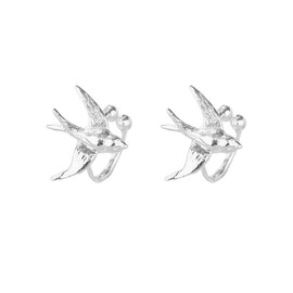 Swallow Bird Ear Cuff Climber Clawer Earrings for Women Girls Silver Plated Hypoallergenic Minimalist Dainty Small Bird Studs Cartilage Cute Brushed Animal Pet Piercing Ear Jewellery Gifts BFF