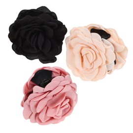 FRCOLOR 3pcs Decorative Rose Hair Clips Large Hawaiian Claw Clips for Women and Comfortable Fit Firm Hold for Weddings and Parties for Thick and Thin Hair