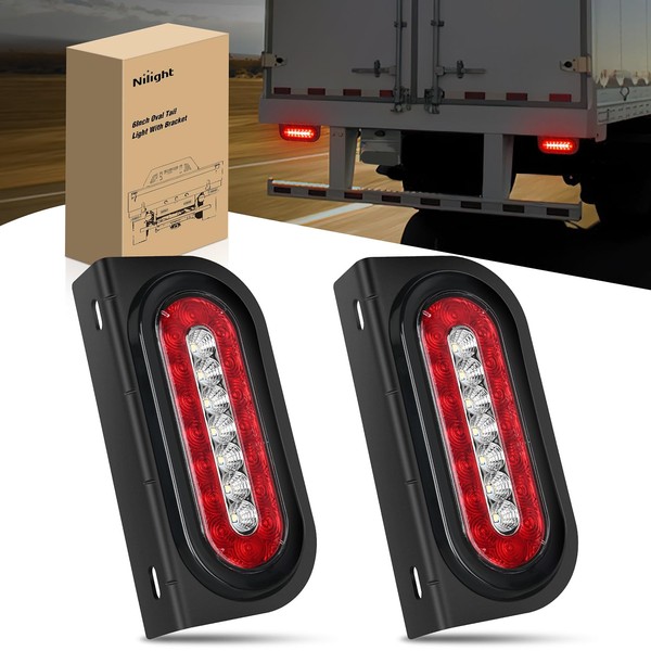 Nilight Nilight 6Inch Oval Trailer Tail Light 2PCS Red Brake