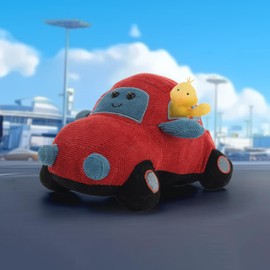 Apricot Lamb Auto Fahrzeug Plüschtiere für Kinder, weiche niedliche Kuscheltier für Baby Mädchen und Jungen, Flauschige Auto Rot 21 cm