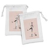 Ambesonne Cartoon Fabric Pouch Set of 2, Mime Performing Girl