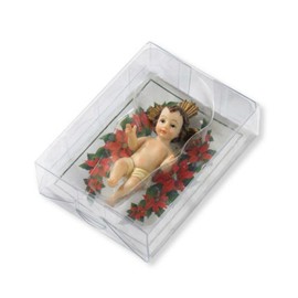 Baby Jesus Figurine with Story Card - Cast Resin Doll for Religious Christmas Nativity Scene Set or Table Top Display, 3.5 Inch