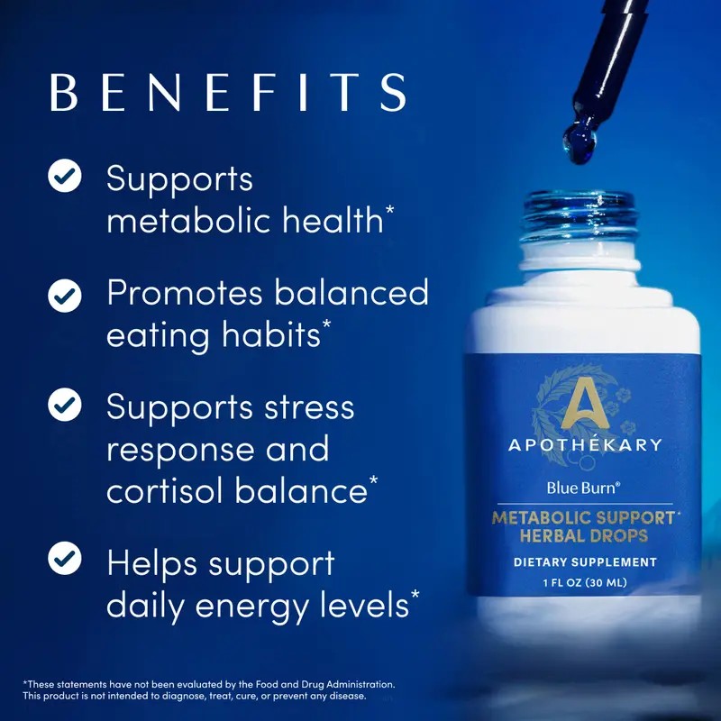 Metabolic Support Herbal Liquid Drops, Antioxidant Rich Plant Based Formula,