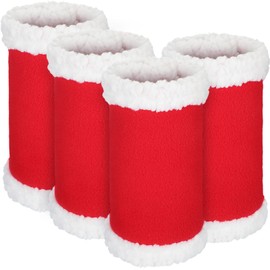 Mixweer Horse Christmas Tack Christmas Horse Leg Wraps Faux Fur Polyester Standing Wraps for Horses Leg Wraps Loose and Comfortable for Christmas Parades, Set of 4 (Red and White)
