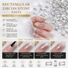 100Pcs Shiny Silver Rectangular Zircon Nail Rhinestones, 0.059×0.118 Inch Mini