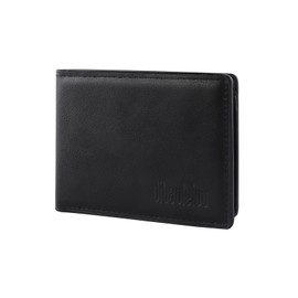 Slim Rfid Wallets for Men, Minimalist Front Pocket Wallets for Men with 2 ID Windows, Bifold PU Leather Card Holder for Storing Cash Cards Checks (Black)