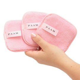 PAAM | Set de 3 almohadillas de microfibras orgánicas para desmaquillar. Pads desmaquillantes reutilizables. Suaves Almohadillas de limpieza facial Lavables.