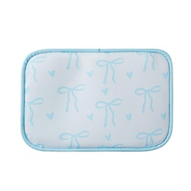 RSRSLEII Cute Clear Makeup Bag with Bow Pattern,Transparent Nylon Travel Cosmetic Case with Zipper,Portable Makeup Organizer Pouch for Essentials(02Blue)
