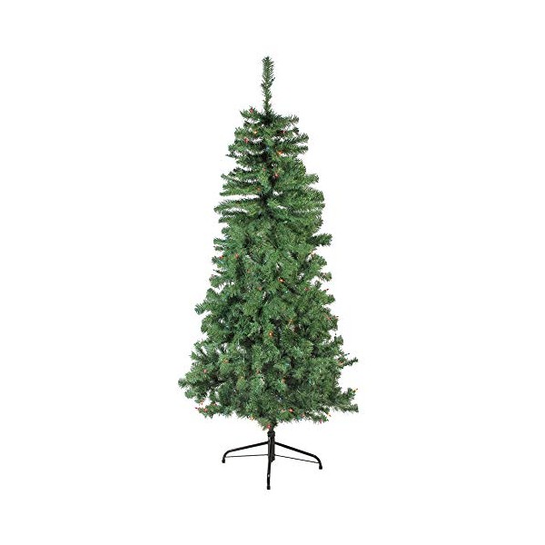6' Pre-Lit Alberta Pine Slim Artificial Christmas Tree - Multi