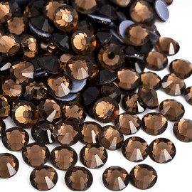 Jollin 576pcs Hotfix Crystal Flat Back Rhinestones Glass Diamonds for Crafts Crafts Decorations Clothes Shoes 1/4" SS30 Smoky Topaz