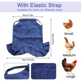 Spalivivre 3 Pack Chicken Saddles, Comfortable Denim Hen Apron with Elastic Strap, Reusable Poultry Protector, Keep Hens Warm Clothes for Chickens, Hen Care Supplies