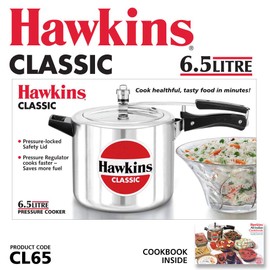 Hawkins Classic CL65 6.5-Liter New Improved Aluminum Pressure Cooker, Small, Silver