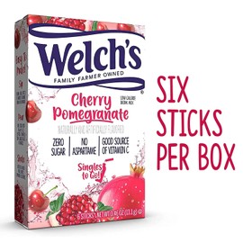 Welch's Singles To Go Water Drink Mix - Powder Sticks, Cherry Promegranate, 0.46 Ounce, 6CT (Pack of 16)