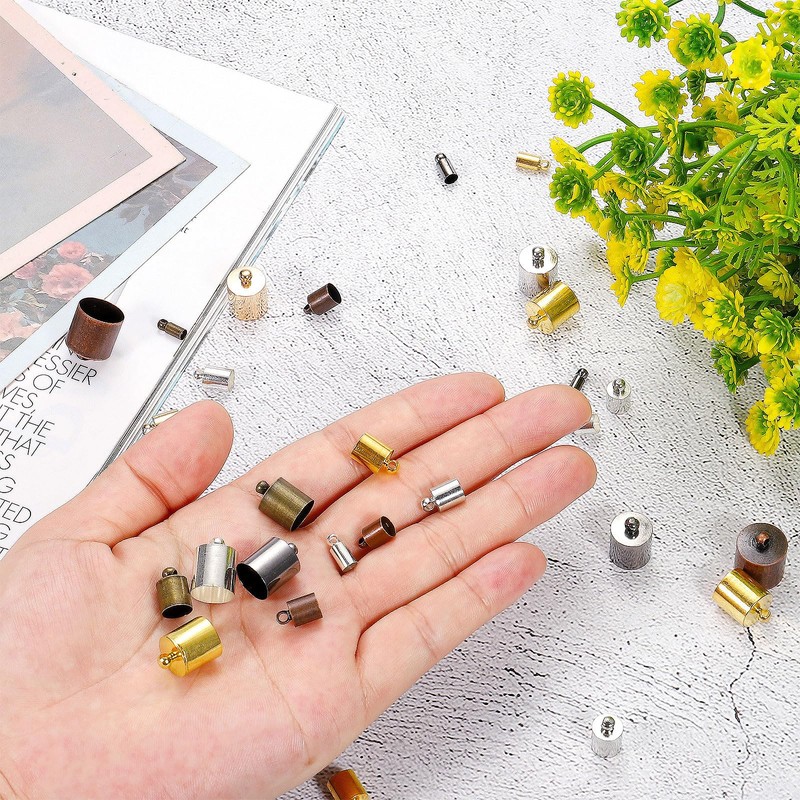 sourcing map 50Pcs Cord End Caps 9mm End Cap Barrel