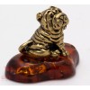 Solid Brass Amber Figurine of Chinese Shar-Pei Dog IronWork