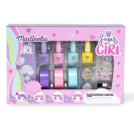 Martinelia Armband- & Nageldesign Set: Nagellack in 4 Farben, 3 Armbänder, Glitzerpulver, Schablone & Strasssteine zum Verzieren, Geschenk für Mädchen