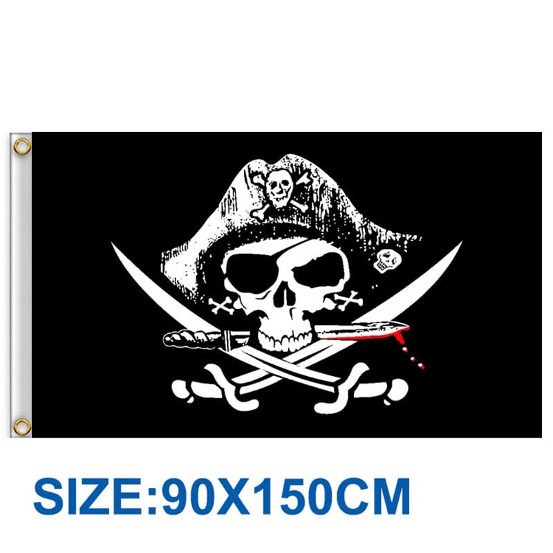 AIMALL 3x5ft Jolly Roger Pirate Flag, Skull and Crossbones with