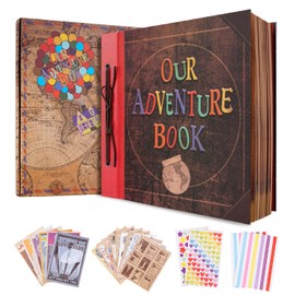 Our Adventure Book Scrapbook Photo Album 12.3 * 12.1inch 60 Page,Embossed Words Hard Cover Movie Up Travel Scrapbook For Anniversary,Wedding, Travelling,Christmas,Gifts For Couples