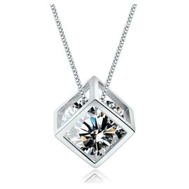 Ladies Matching Jewellery Set - Necklace Pendant Earrings Bracelet for Women - 925 Silver Plate & Cubic Ziron Cystal - With Gift Box (Silver Box Cubic Zircon Set)