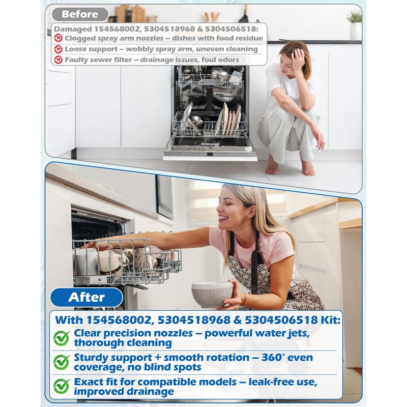154568002 Dishwasher Lower Spray Arm -Complete with 5304518968 Support &