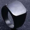 Size 5-15 Stainless Steel Signet Ring Black Silver Classical Simple