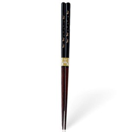 SUNLIFE Dishwasher Safe Chopsticks 8.3/9.1 inches (21/23 cm), Made in Japan, Cat Natural Wood, B 9.1 inches (23 cm), Black