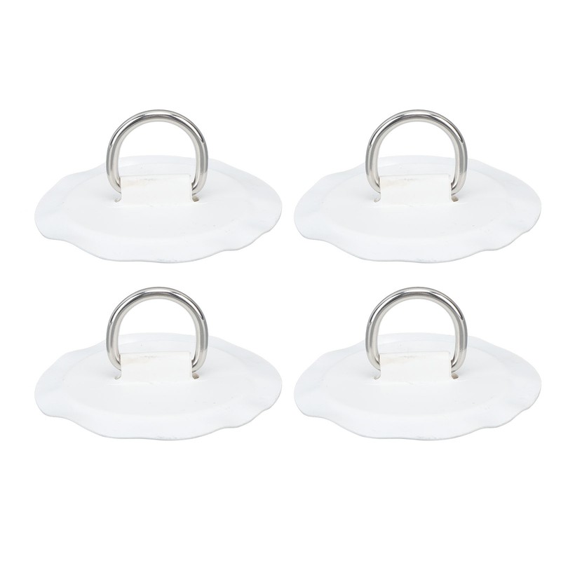 4PCS D Ring Patch PVC Round Shape Strong Stainless Steel