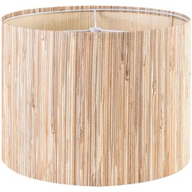 GOSO 13" Straw Boho Lamp Shade for Table Lamps Floor Lamp,Medium Yellow Lampshades Replacement-13" Top x 13" Bottom x 10" High（Spider) Drum Lamp Shades Modern for Living Room,Assembly Required