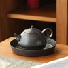 Small Tea Tray Complex Pattern Round Alloy Decorative Tea Serving