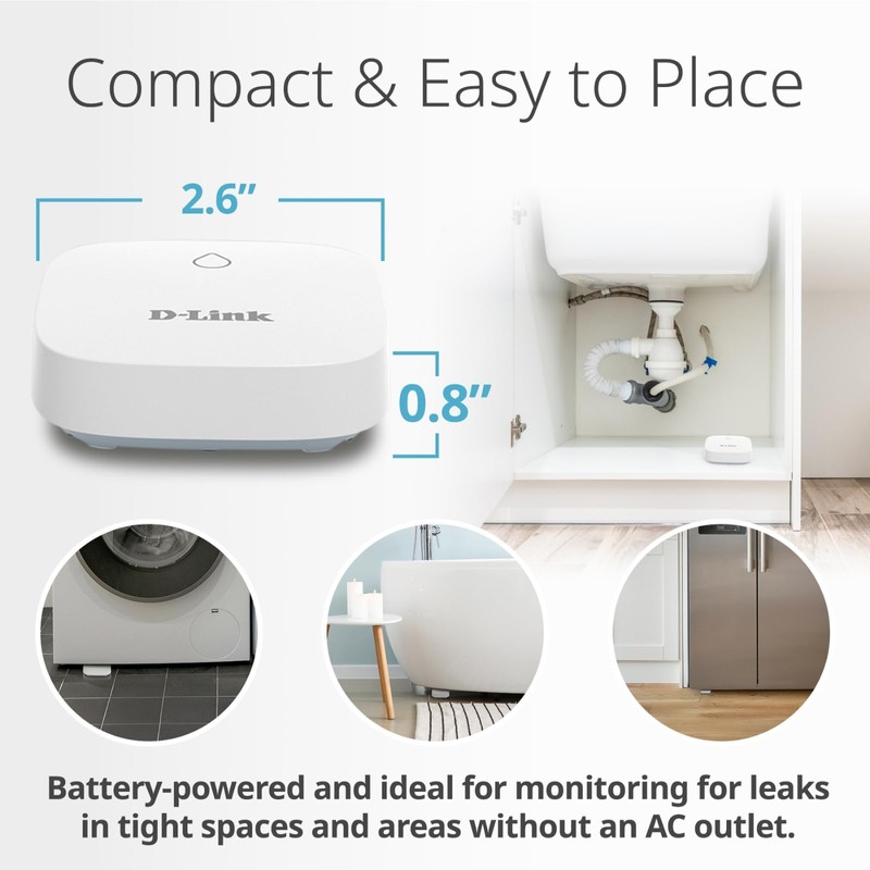 D-Link Next-Gen WiFi Water Leak Detector Sensor Pod—Loud 100 dB
