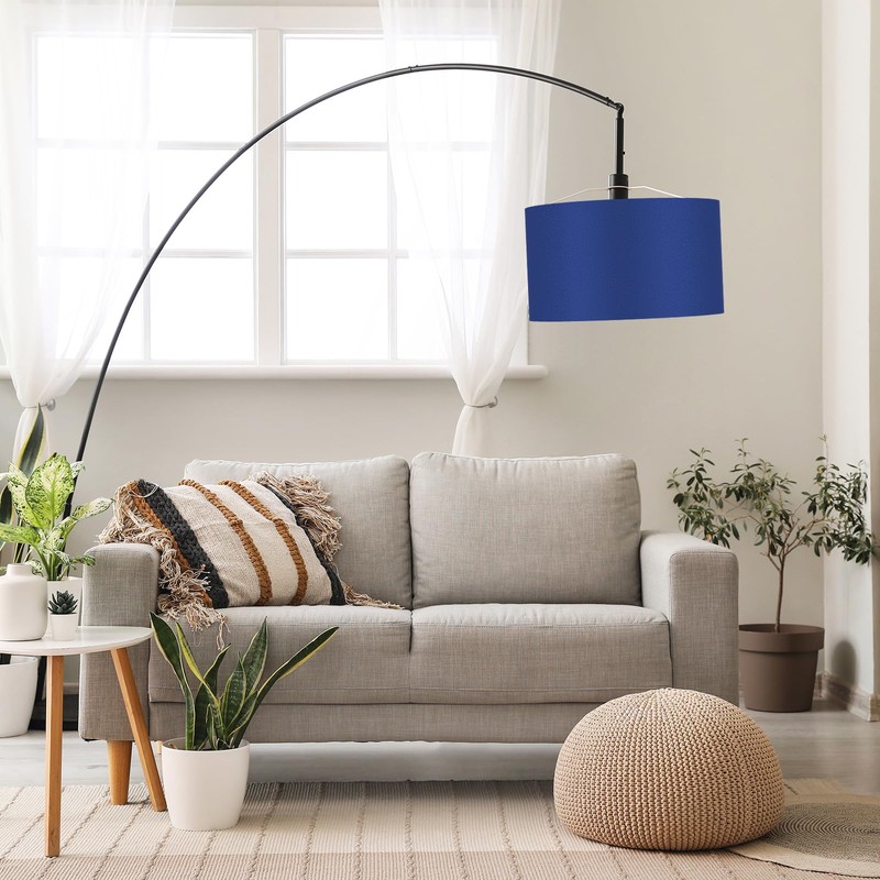 Weewooday 2 Pack Blue Fabric Lampshade for Ceiling 14" Modern