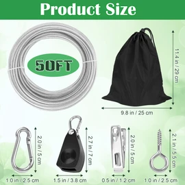 Windspeed Retractable Clothesline Outdoor Heavy Duty Travel Clothesline Retractable Clothes Line for Outside Travel Camping Cloth Line, Galvanized Steel Material, and 10 Clips, Storage Bag (50Ft)