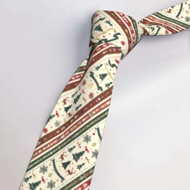 DEKIFNHG Christmas Tree Men's Tie Funny Snowflake Elk Neckties Holiday Season Party Gifts