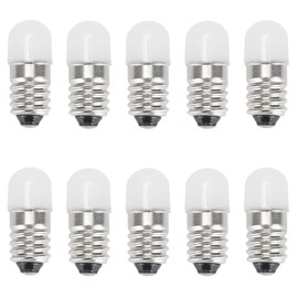 GutReise E10 LED Bulbs 12V Cold White,10pcs AC/DC E10 Miniature Screw LED Lamps 0.5Watts 65Lm (12V, Cold White)