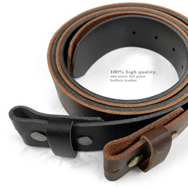 One Piece Full Grain Buffalo Leather Replacement Belt Strap 1-1/2" wide (Brown, 34)