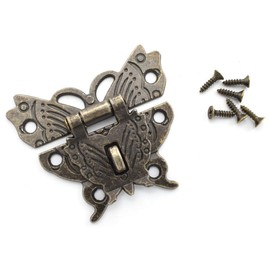 SDTC Tech 4-Pack Vintage Bronze Hasp Latch Retro Jewelry Box Butterfly Shaped Antique Latch with Padlock Hole for Antique Cabinet Decoration Hand Crafts Wooden Box Furniture Fittings