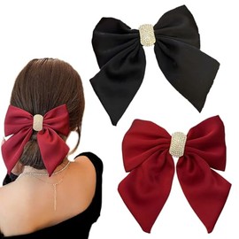 2 Pcs Crystal Bow Hair Clips Wedding Bride Hair Comb Bowknot Hair Barrette Silver Rhinestone Bows Hair Jewelry Sparkly Women Hair Accessories for Party Prom Gift