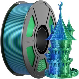 Amoybaby Silk PLA 3D Printer Filament, Silk Dual Color Blue Green PLA Filament 1.75+/-0.03mm, Shiny Coextrusion PLA Filament, Color Change 3D Printing Filament 1KG/2.2lb