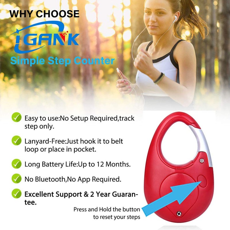 iGANK Simple Walking Pedometer Step Counter for men women kids