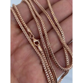 Pink Franco Chain Real 14K Rose Gold Plated Solid 925 Sterling Silver 2mm Necklace - 18"