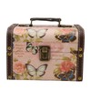 Treasure Chest Box Pink Butterfly Pattern Exquisite Retro Wooden PU