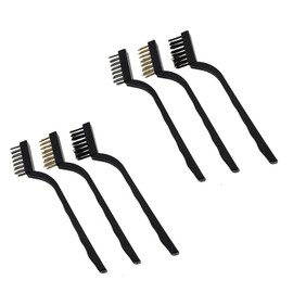 ZHYOHEN 6PCS Cranked Wire Scraper Toothbrush Stainless Steel and Brass Brushes Black Scratch Brush Cleaning Brush Industrial Brush for Cleaning Unfinished Metal Part and Grease
