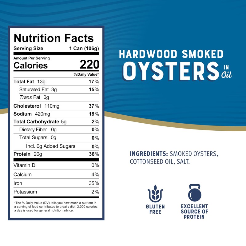 Bumble Bee Canned Hardwood Smoked Oysters, 3.75 oz Can -
