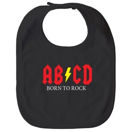 MoonWorks® Baby Bib Born to Rock ABCD PArodie Rock Band Baby Bib for Boys/Girls Cotton, black